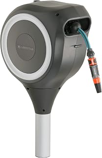 Gardena Enrouleur de Tuyau sur Pic Rollup M (Blanc) – Longueur 20m – Ø13mm – Garantie 5 Ans – Dévidoir pivotant à 360° – Kit Complet avec Lance, raccord, Tuyau et pic métallique (18616-20) - Image 1