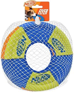 Nerf Dog Lot de 2 Jouets pour Chien avec Anneau à Lancer et à Tirer - Disque Volant, léger, Durable et résistant à l'eau - 22,9 cm de diamètre - pour Les Races de Taille Moyenne - Vert et Orange - Image 1