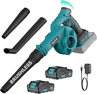Souffleur de Feuilles à Batterie Compatible Makita 18V, Moteur sans Balais 2 Batteries et Chargeur Inclus, 6 Vitesses, 257 km/h, léger et Compact avec 3 Buses pour Feuilles poussière Jardin et Maison - Image 1