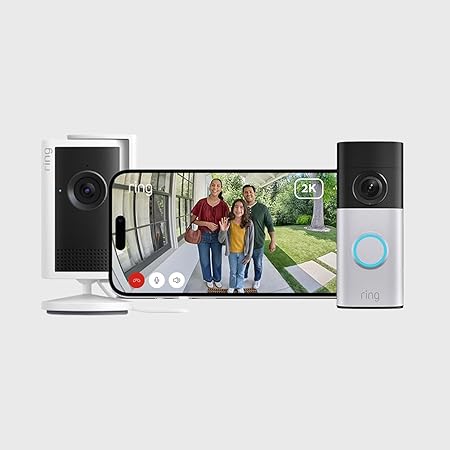 Nouvelle Ring Sonnette vidéo Plus filaire (2e gén.) + Caméra intérieure Plus | Sonnette dotée d'une caméra | Retinal 2K | Large champ de vision | Essai gratuit de 30 jours à l'abonnement Ring Home - Image 1