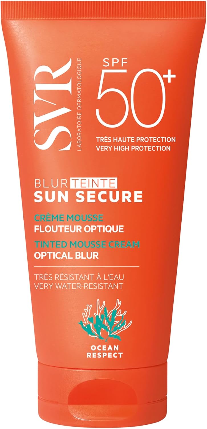 SVR - Sun Secure Blur Teinté SPF50+ - Crème mousse solaire teintée effet flouteur optique – Pprotection UVA, UVB, infrarouge & lumière visible – Peaux sensibles – Niacinamide, Vitamine E – 50 ml - Image 1