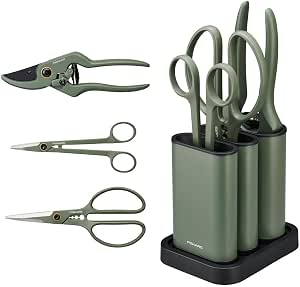 Fiskars 1075317 1075317 1075317 Size 3 Tool Kit Indoor Gardening, Precision Pruner, Pruning Shears and Shears for Plants with Stand, Stainless Steel/Plastic, Dark Green/Black - Image 1