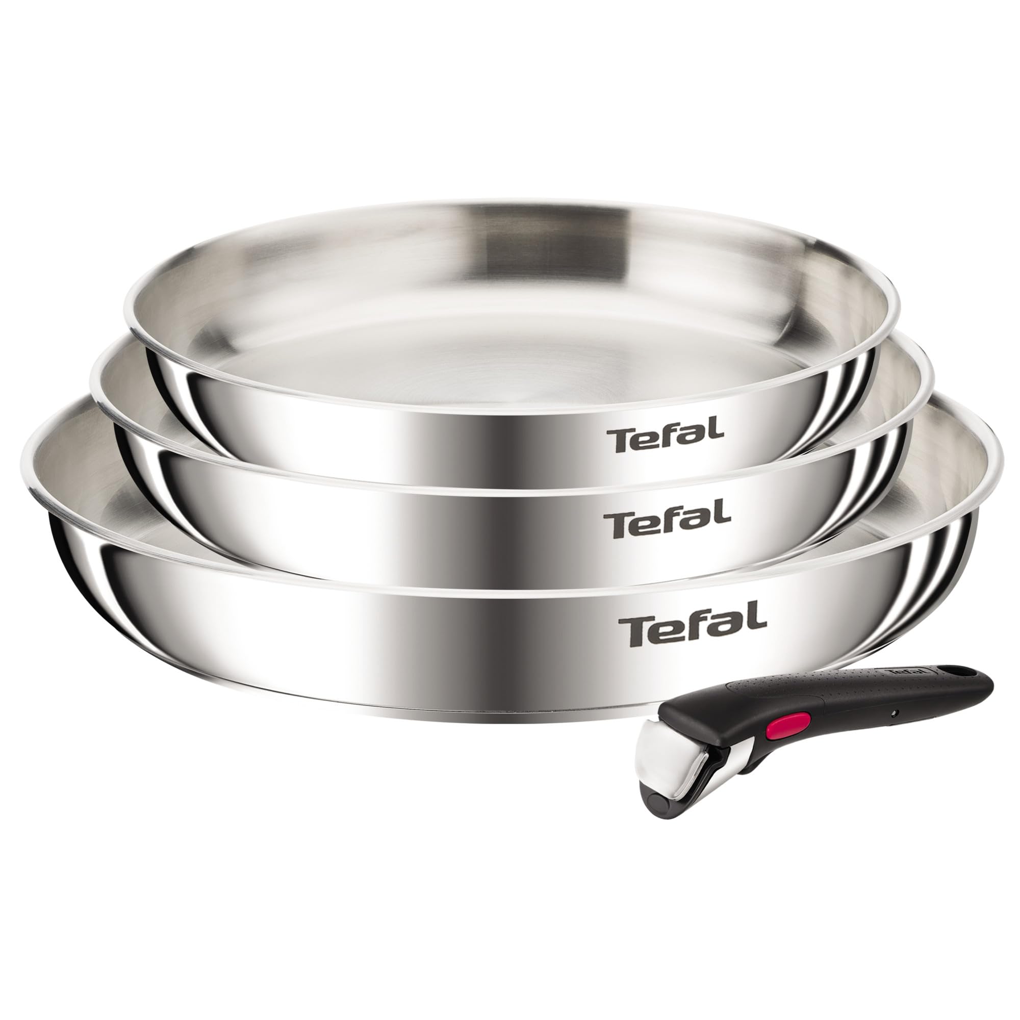 Tefal Ingenio Emotion, Cookware, Stainless Steel, Frying Pans 22/24/28 cm, Removable Handle, Stackable Design, Induction, L8968445 - Image 1