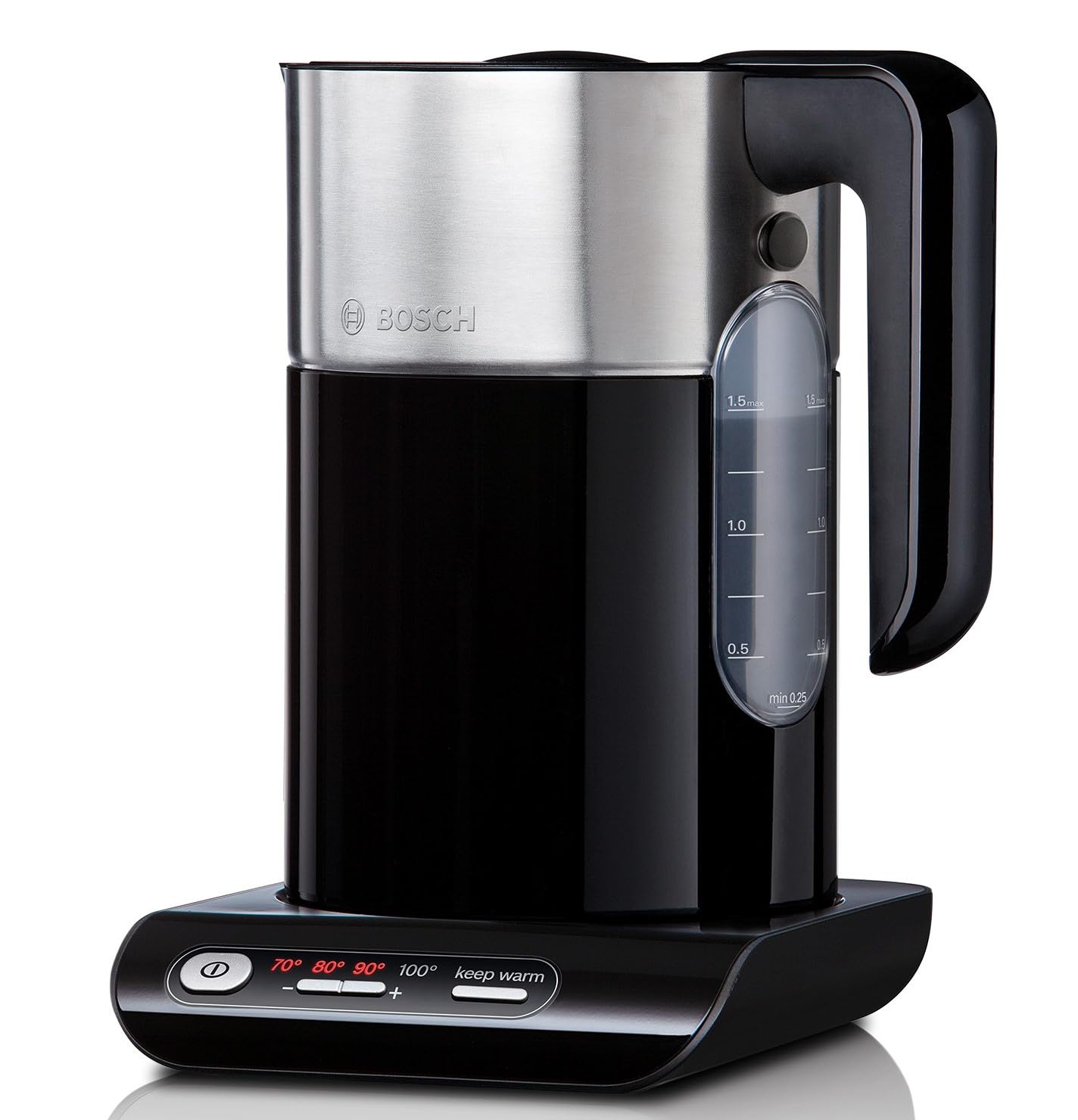 Bosch TWK8613P Styline Water Heater (2400 W, Temperature Selection, Automatic Shutdown, Warm Function, Overheat Protection, Capacity 1.5 L), Black - Image 1