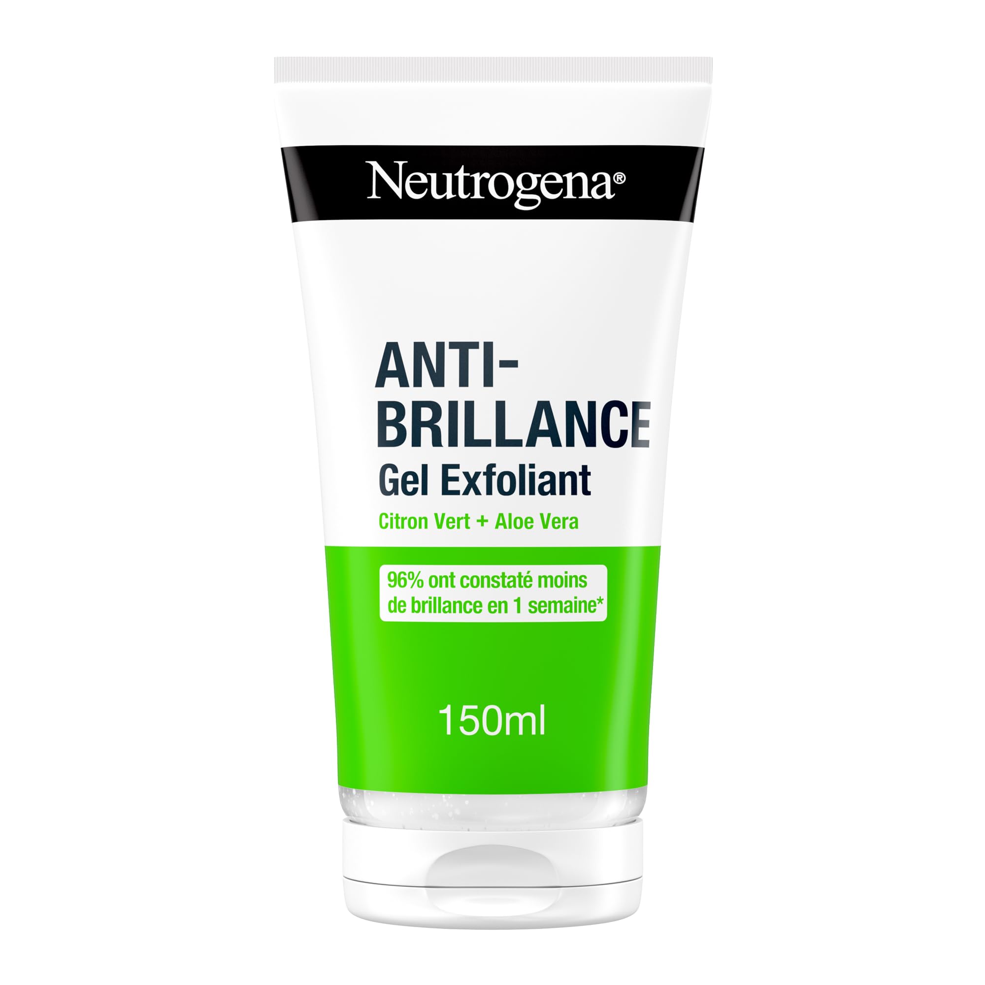 Neutrogena – Anti-Shine Exfoliating Gel (150 ml tube) – Lime and Aloe Vera Facial Scrub – 96% saw less shine in 1 week - Image 1