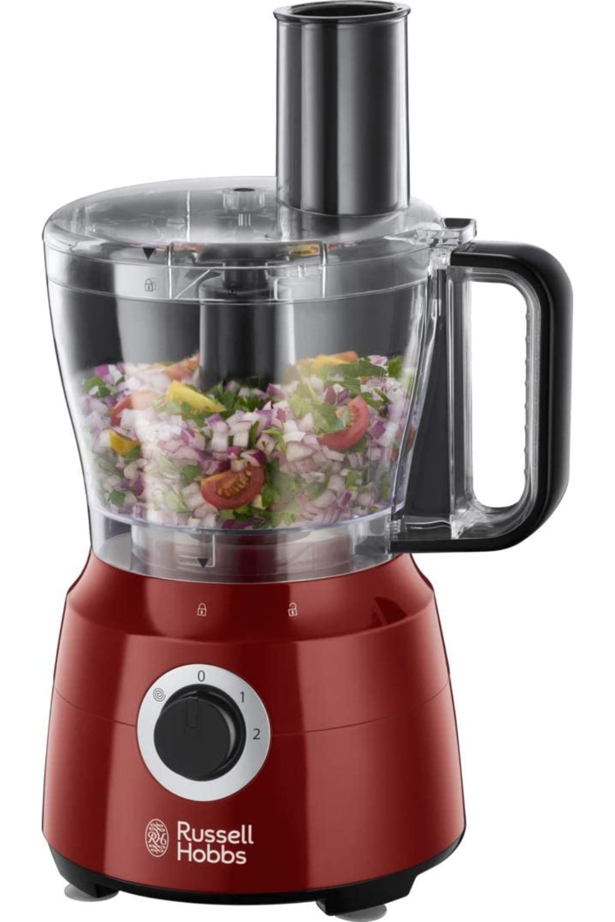 Russell Hobbs 24730-56 Multifunctional Food Processor [Blender/Blender/Grinder/Cutter/Grater/Beater] Desire Red (Including Mixers + Accessories Compatible with Dishwasher, 2 Speed, 600W) - Image 1