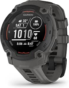 Garmin Instinct E - Rugged Smart GPS Watch - Black with Charcoal Grey Band - 45mm Case - Image 1