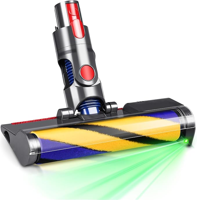 Replacement Head for Dyson V7 V8 V10 V11 V15 Cordless Vacuum Cleaner Roller Brush Microfiber Velvet Brush with Green LED Laser Light Suitable for Hardwood Floors and Carpet - Image 1