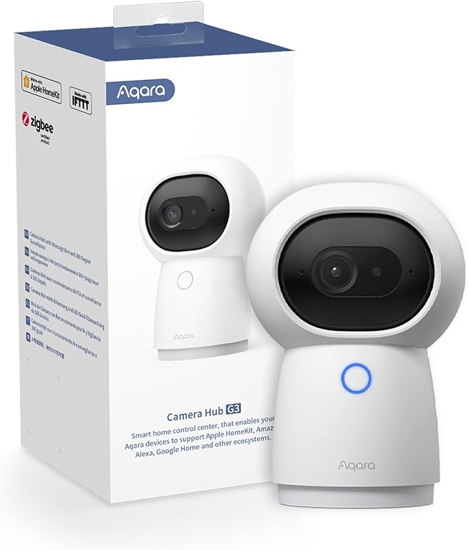 Aqara 2K PT Indoor Camera WiFi 2.4/5 GHz Hub G3, Face and Gesture Recognition, Infrared Remote Control, 360° Camera, Works with HomeKit Secure Video, Alexa, Google Assistant, IFTTT - Image 1