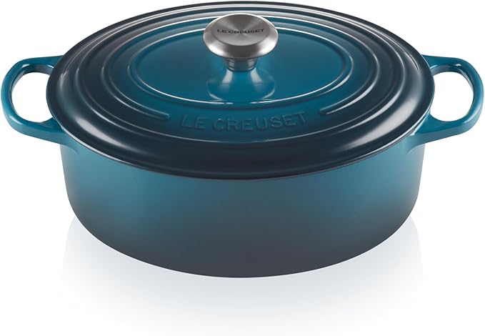 Le Creuset Signature Enamelled Cast Iron Casserole Dish with Lid, 29 cm, Oval, 4.7 L, 4.7 kg, Deep Teal, 21178296422430 - Image 1