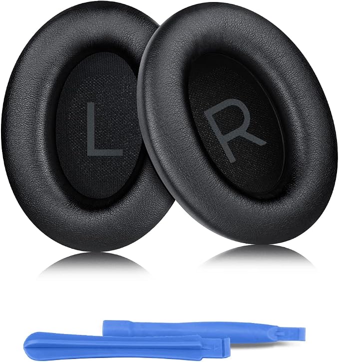ELZO Replacement Earpads for Bose QuietComfort 45, Premium Replacement Earpads for QC45 QC SE New Quiet Comfort Headphones, Leather Protein Foam Cushion Pads for Bose QC45 (Black) - Image 1