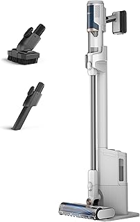 Clean & Empty, Cordless Vacuum Cleaner, Automatic Emptying, Tangle-Free Vacuum Cleaner with Pet Accessories and Crevice Tool, 40 Min Battery Life, Charging Dock, White/Blue, BU3521EU - Image 1