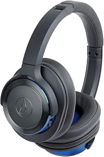 ATH-WS660BTGBL Wireless Bluetooth Over-Ear Headphones with Built-in Microphone and Control, Metallic Grey/Blue - Image 1