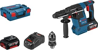 Bosch Professional 18V System perforateur sans-fil GBH 18 V-26 F (avec 2 batteries 5,0Ah, chargeur rapide GAL 1880 CV, butée profondeur 210mm, chiffon, poignée auxiliaire, mandrin automatique, L-BOXX) - Image 1