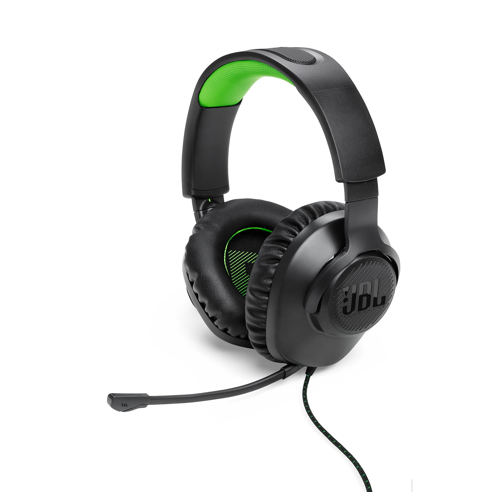 JBL Quantum 100X Wired Gaming Headset with Detachable Boom Microphone - Designed for Xbox - Compatible with Other Consoles - Black and Green - Image 1