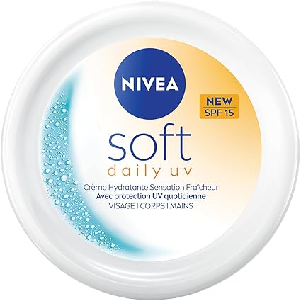 NIVEA - Soft Daily UV SPF 15 - Body, Face & Hand Cream - 48H Hydration & UVA/UVB Protection - Jojoba Oil - Light & Non-Greasy Texture - Vegan - All Skin Types - 200 ml - Image 1