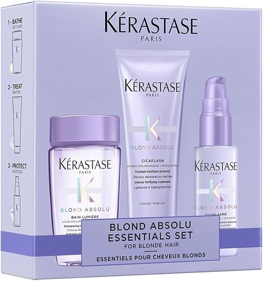 KÉRASTASE Absolute Blond Discovery Set - Hydration and Shine - Light Bath Shampoo + Cicaflash Care + Cicaextreme Oil - Bleached or Highlighted Blonde Hair - Travel Size - Image 1