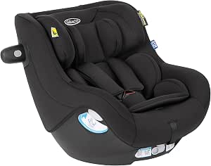 Graco SnugGo i-Size R129, ISOFIX 360° Rotatable Car Seat, 40 to 105 cm (from birth to around 4 years), 5-point harness and lying position, anti-bounce bar, black, Midnight - Image 1