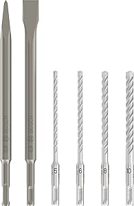 Bosch Professional 6-Piece SDS Plus-5 Drill and Chisel Set (for Concrete and Masonry, Chisel Hammer Accessories) - Amazon Edition - Image 1