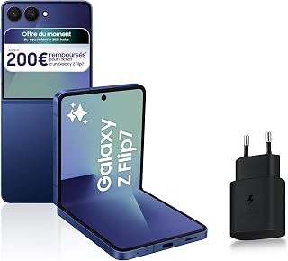Samsung Galaxy Z Flip7, Smartphone Android 5G avec Galaxy AI, 256 Go, Chargeur Secteur Rapide 25W Inclus, Smartphone déverrouillé, Bleu Nuit, Version FR - Image 1