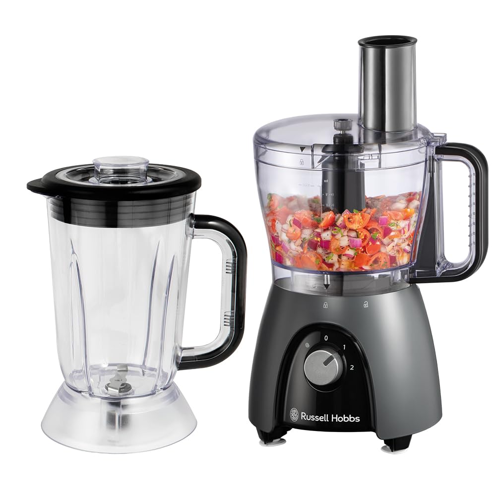 Russell Hobbs Multifunctional Food Processor [Mixer/Blender/Grater/Chopper/Mixer/Beater] Robot (Knead, Mix & Cut, Etc., + Accessories, Dishwasher Safe, Max 900W) Anthracite 27111-56 - Image 1