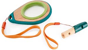 Hape Nature Discovery Kit, Magnifying Glass and Whistle 2 Tones – Bamboo and Plant Plastic Magnifying Glass 4 x Magnification – Children 3 Years and Up – Exploration Toy Kit – Nature Fun Explorer - Image 1