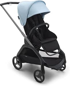 Bugaboo Dragonfly, Compact and Lightweight City Stroller, Easy One-Handed Folding in All Positions, Full Suspension, XL Underseat Basket, Graphite Frame and Azure Blue Hood - Image 1