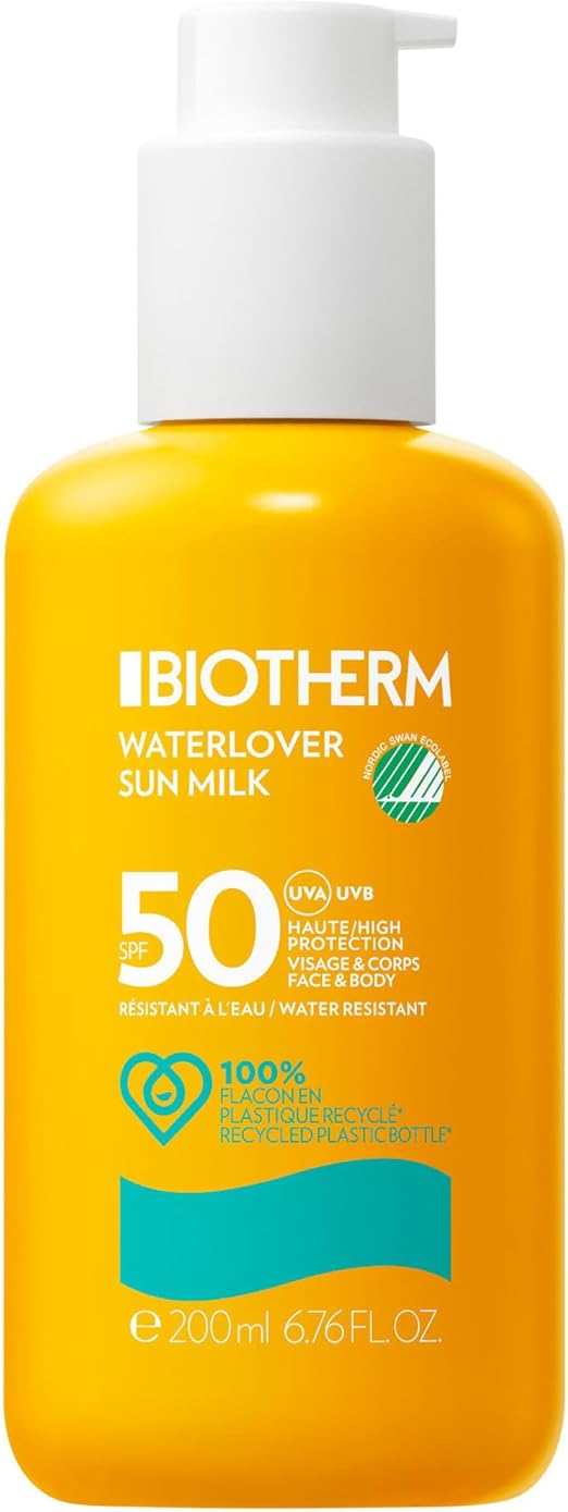 Biotherm, Waterlover Sun Protection SPF 50, Sun Milk Against UVA and UVB Rays, Waterproof, No White Marks, Eco-Tested, Enriched with Biotech Plankton, 200 ml - Image 1