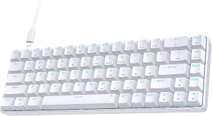 TMKB Mechanical Gaming Keyboard, T68SE 60% Mini Compact USB Wired Gaming Keyboard, US QWERTY Layout Red Switches Anti-Ghosting Keyboard for Computer PC Windows/Laptop/Mac OS, White - Image 1