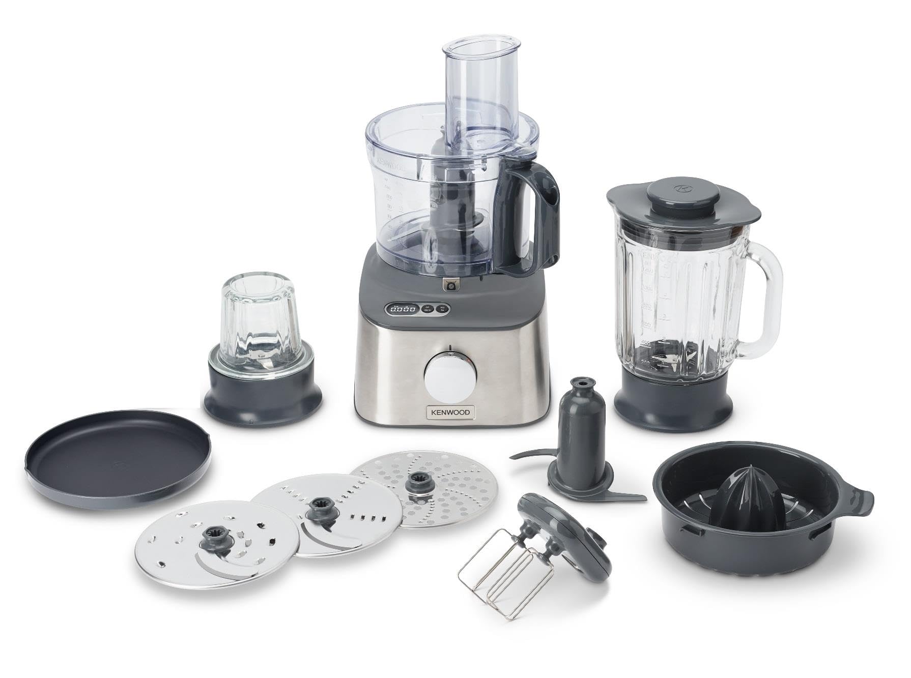 Kenwood Multipro Compact+ FDM313SS Compact Food Processor with Integrated Scale, Stainless Steel Blade, 3 Working Trays and 6 Other Accessories, Metal Casing, 800 W, Silver - Image 1