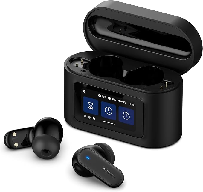 Philips TAT6000BK True Wireless Earphones with Smart Charging Case, Noise Reduction, 4 Microphones, Dynamic Bass, 28H Playtime, Bluetooth 5.4, IPX5 and Voice Assistant - Black - Image 1