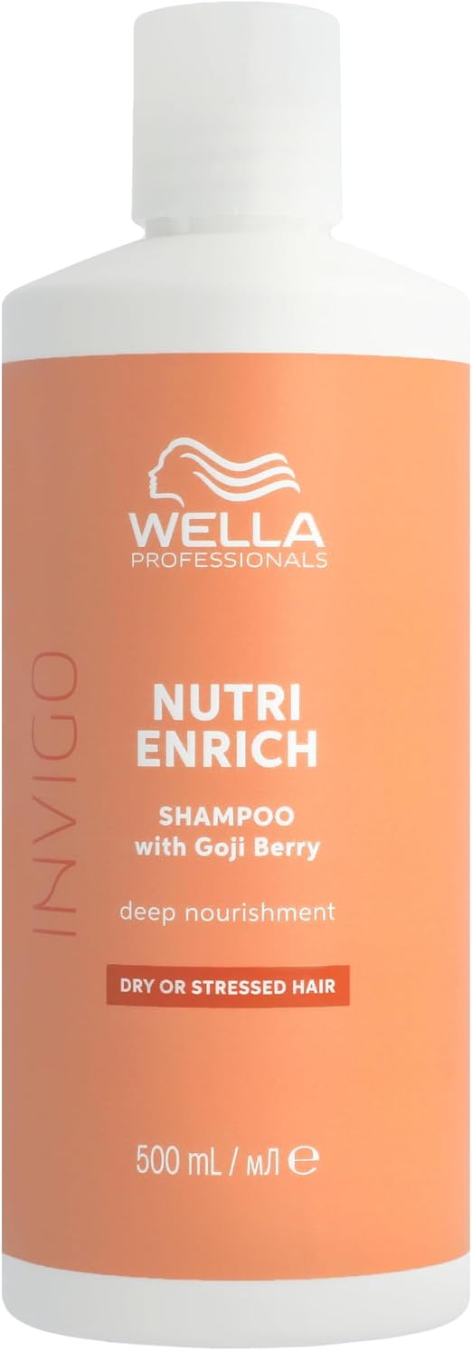 Wella Professionals INVIGO NUTRI ENRICH Nourishing and Moisturizing Shampoo for Dry and Damaged Hair - With Oleic Acid and Goji Berries, 500ml - Image 1