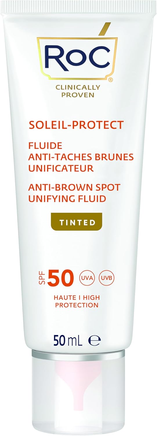 RoC - Soleil-Protect Fluide Anti-Taches Brunes Teinté Unificateur SPF 50 - Hydratant pour le Visage - Filtres Anti-UVA et Anti-UVB - Vitamine C - 50 ml - Image 1