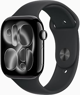 Apple Watch Series 11 [GPS, 46mm] Boîtier en Aluminium Noir de Jais avec Bracelet Sport Noir, M/L (Reconditionné) - Image 1