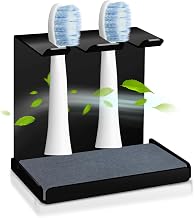 Toothbrush Holder Wall Mounted Stainless Steel Toothbrush Holder with Diatomaceous Earth for Oral-B, iO, Philips Sonicare, Holder for 4 Electric Toothbrush Heads (Black, 2pcs) - Image 1