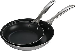 LE CREUSET Signature Lot de 2 poêles à frire anti-adhésives en acier inoxydable Argenté Ø 20 cm Ø 26 cm - Image 1