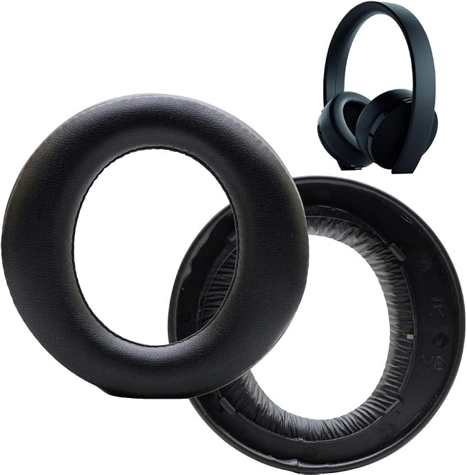 Cuhya-0080 Replacement Earpads Ear Pad Cushion for Sony Playstation 4 7.1 Surround Sound PS4 Headphones Black - Image 1
