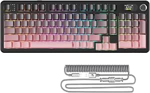 ATTACK SHARK X98PRO BT/2.4G Wireless/USB-C Mechanical Gaming Keyboard, LED Screen&CNC Button, RGB Side Engraving, 98 Keys Hot Swap Linear Switch, 4000mAh, for PC, Mac-Gradient Pink - Image 1