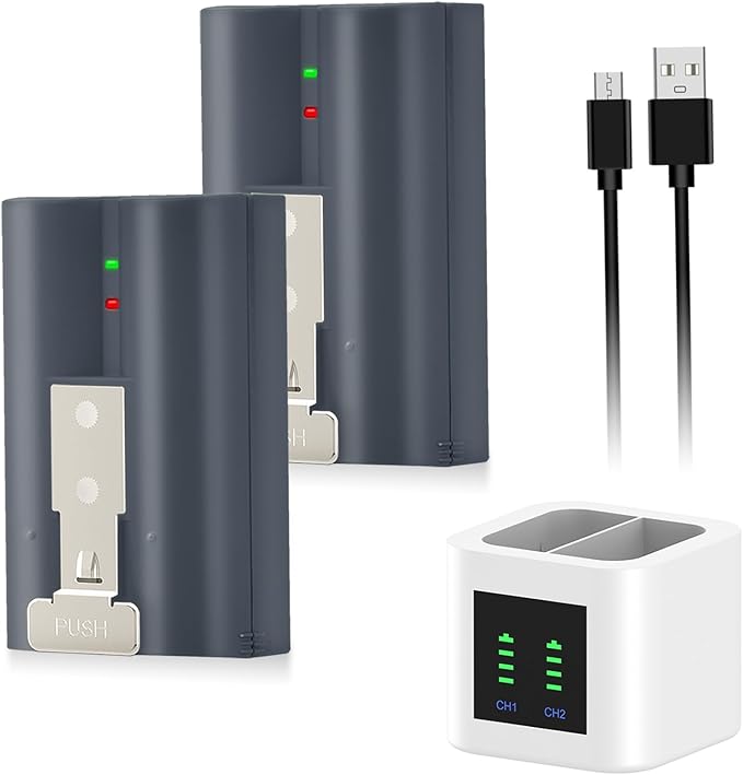 2Pcs 6040mAh V4 Battery and Charger for Ring Video Doorbell 2/3/4/3 Plus Camera, Stick Up Cam (2. and 3.Gen), also for Spotlight Cam and Peephole Cam - Image 1