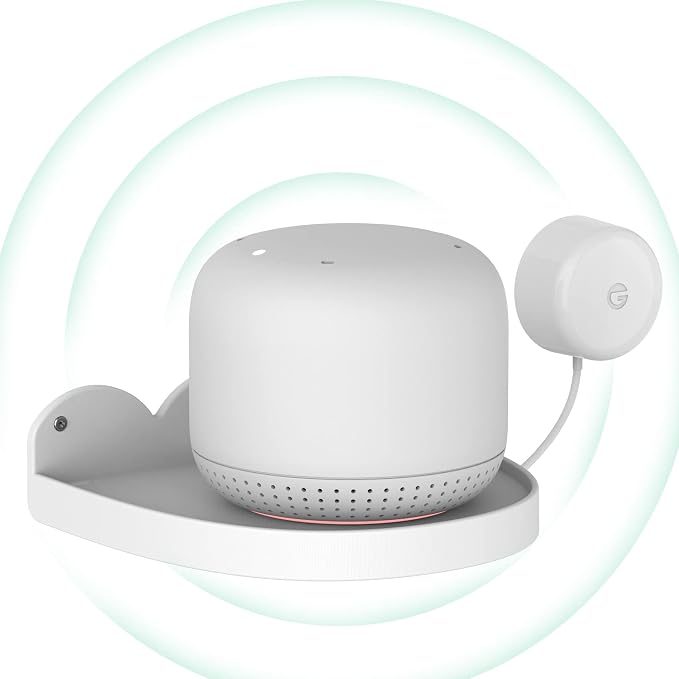 Wall Mount for Google Nest WiFi Router point2 Google Mesh WiFi Simple and Sturdy Wall Mount Bracket for Google Nest WiFi Router point2 No Messy Cable (White) - Image 1