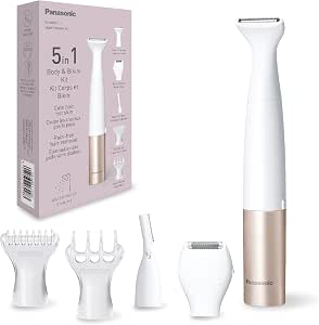 Panasonic ES-WM31 Body and Bikini Kit, Women's Hair Remover, Women's Shaver, Bikini Trimmer, 5 Accessories, IPX7 Waterproof, Wet and Dry, Battery Powered (1 x AA), White Gold - Image 1