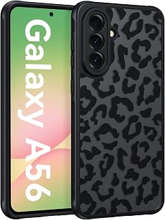 Case for Samsung Galaxy A56, Aesthetic Leopard Design Shockproof Protective Bumper Case, Translucent Scratch-Resistant Matte Back Cover Case for Samsung A56 5G – Black - Image 1