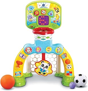 VTech - Super Centre Multisport Interactif, Structure de Motricité Bébé 3 en 1, But de Foot, Panier de Basket, Lancer de Balle sur Cible, Tableau de Score, Cadeau Enfant Dès 1 An - Contenu en Français - Image 1