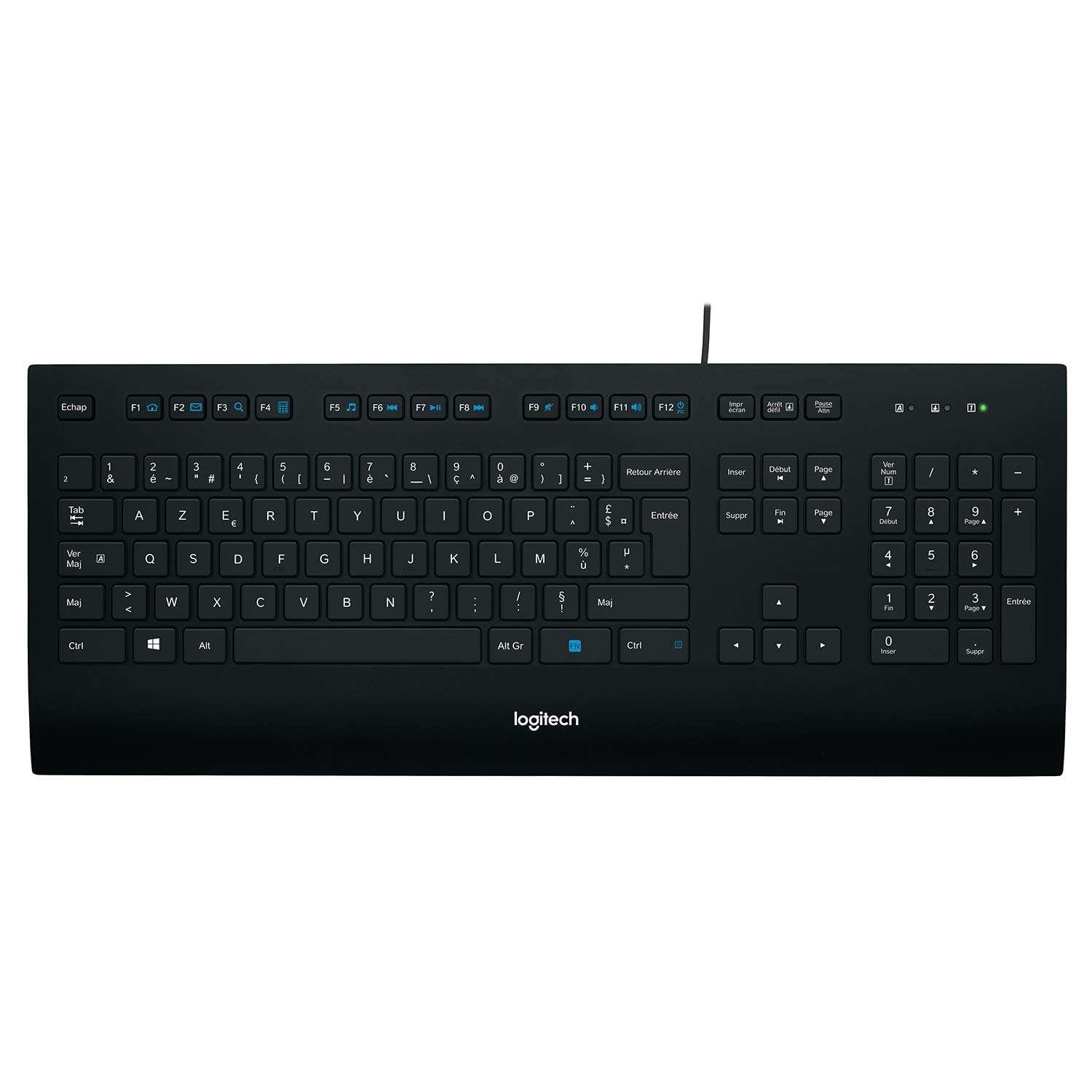 Logitech K280e Pro Wired Business Keyboard for Windows/Linux/Chrome, USB Plug-and-Play, Discreet Typing, Standard Size, Splash-Resistant, French AZERTY – Black - Image 1