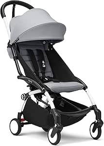 Stokke YOYO3 6+ Stroller - White Frame + Colour Pack 6+ Stone + Hood - Easy Folding, Lightweight & Compact - Cabin Luggage Compatible - Image 1