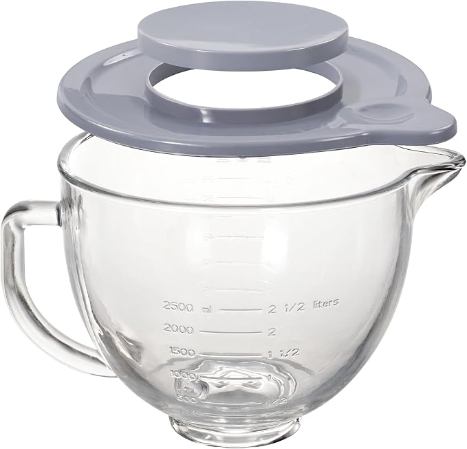 Gdrtwwh Glass Bowl Accessory for KitchenAid 4.3-4.8L Stand Mixer Dishwasher Safe (Glass Bowl + Lid) - Image 1
