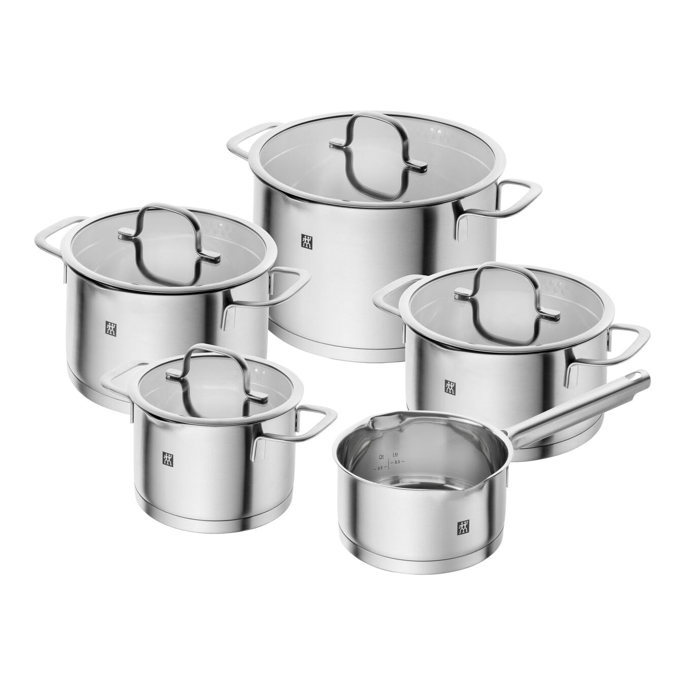 ZWILLING Ensemble de casseroles, 5 pièces, 4 couvercles Verseur, Acier Inoxydable 18/10, Adapté Induction, série TrueFlow - Image 1