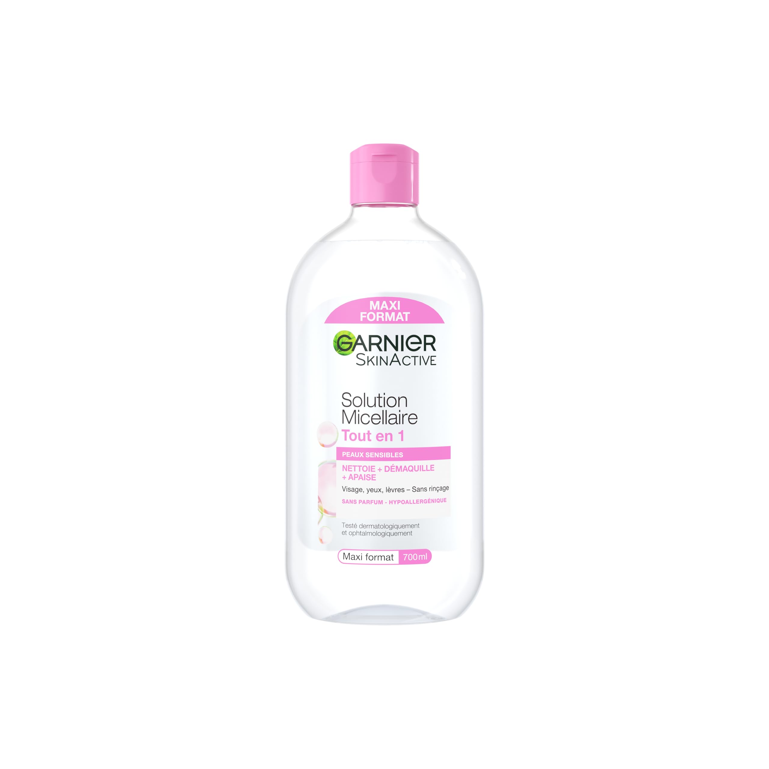 GARNIER Skin Active - All in 1 Micellar Solution - Cleanses, Removes Makeup, Soothes - Micelles and Vegetable Glycerin - Fragrance Free - Vegan & Cruelty Free - Face, Eyes, Lips - Sensitive Skin - 700 - Image 1