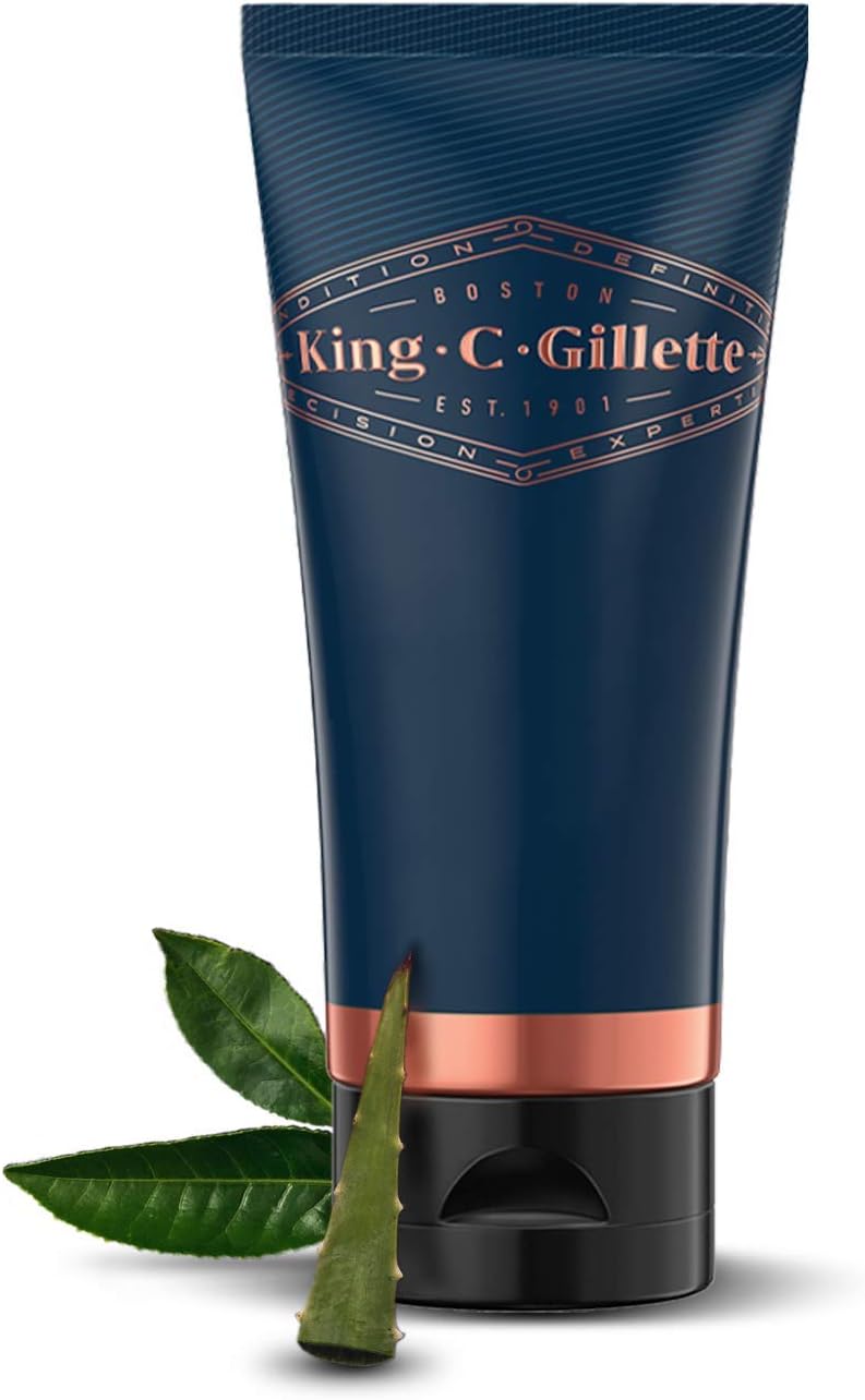 King C. Gillette Gel de rasage pour homme (150 ml) avec thé blanc et huile d'argan pour un soin idéal de la barbe, gel de rasage, cadeau pour homme - Image 1