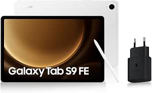 Samsung Galaxy Tab S9 FE Tablet, 10.9 Inch Wifi 128GB, 25W Fast Mains Charger Included [Amazon Exclusive], S Pen Included, Long-Life Battery, IP 68 Certification, Silver, FR Version - Image 1